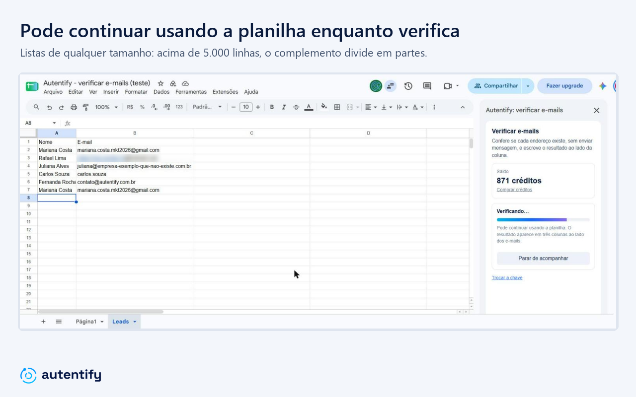 Complemento verificando a lista, com o andamento